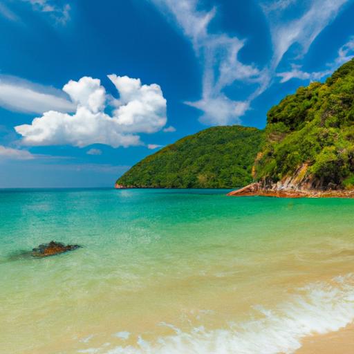 A couple walking hand in hand along the stunning shores of Thailand's best beach for couples.