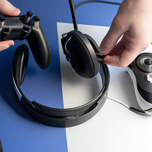 A person troubleshooting the connection between a PS5 controller and a headset.