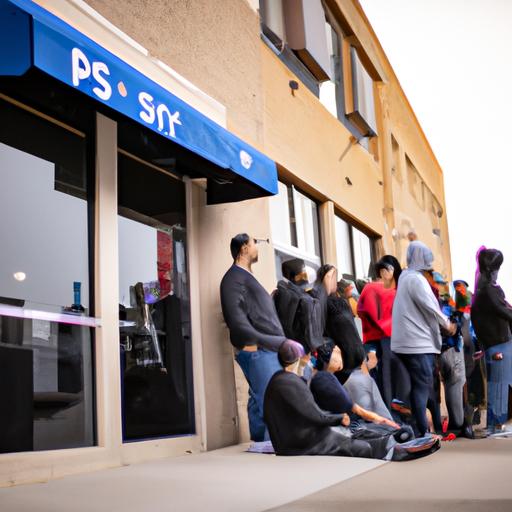 Gamers patiently queue outside the store, eager to get their hands on the highly sought-after PlayStation 5 (PS5).